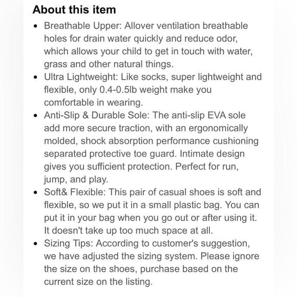 seannel Kids Water Shoes Slip-On Lightweight Breathable Sandal Size 10 Toddler - Picture 6 of 7